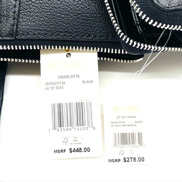Michael Kors Large Top Zip Tote Bag Black & Large Continental Wallet Black (NWT) - Picture 12 of 12